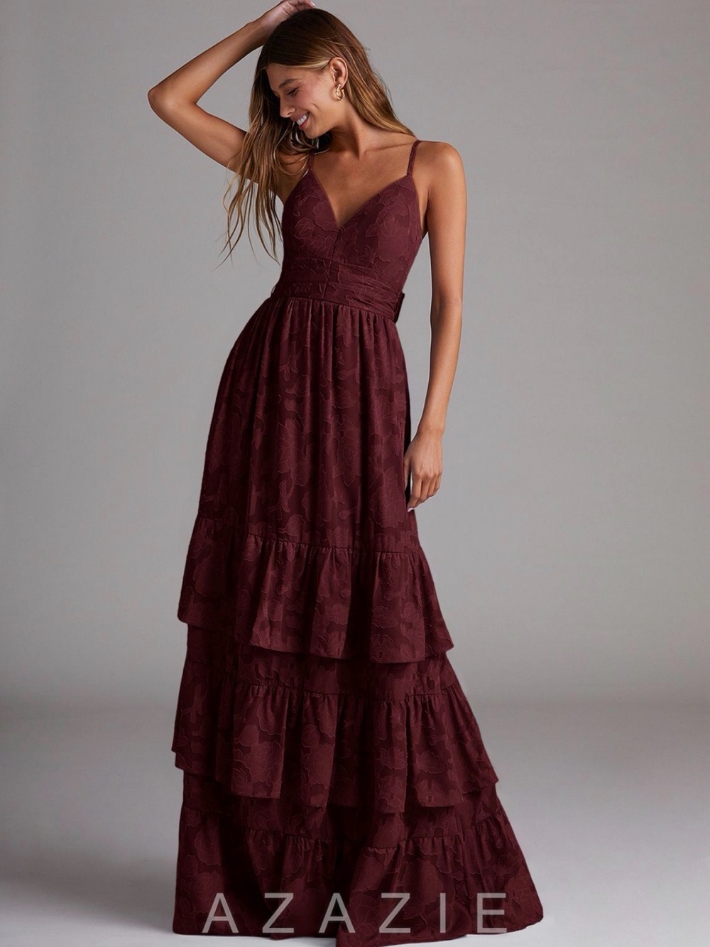 Azazie Women's Nathalia Cabernet Maxi Dress